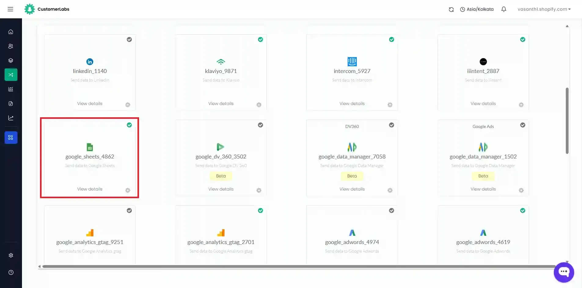 Select Google Sheets from All Destinations
