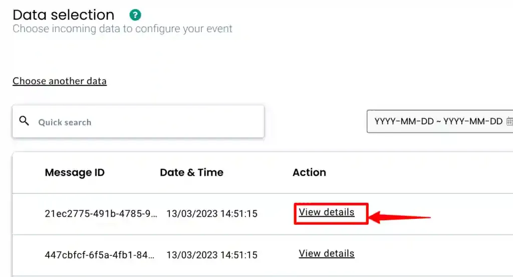 Choose a sample record and click View Details