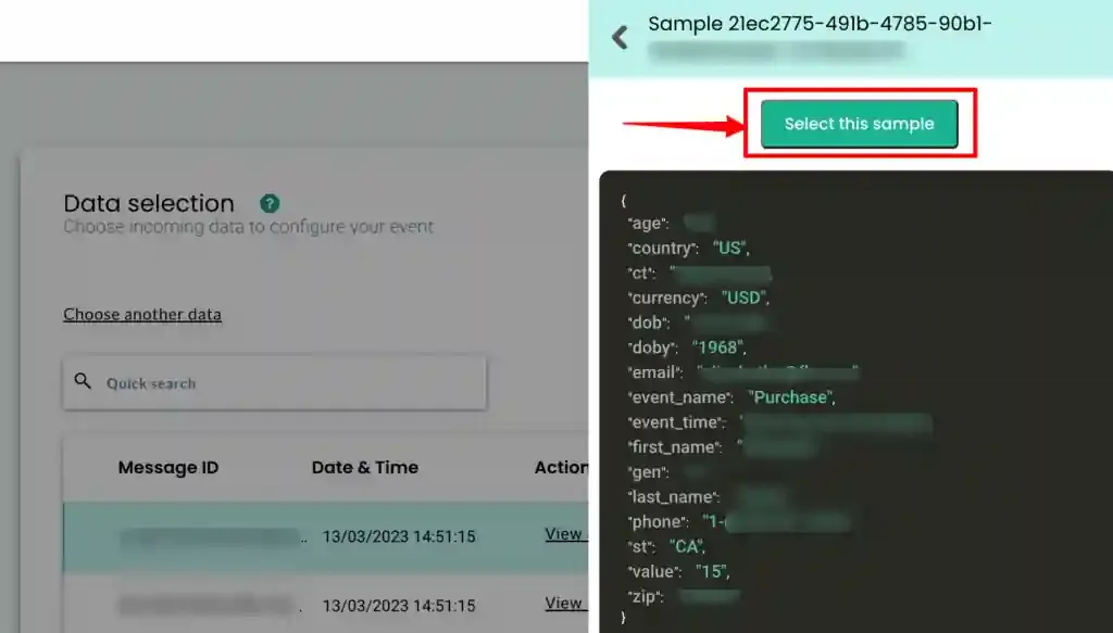 Review raw data and click Select this sample