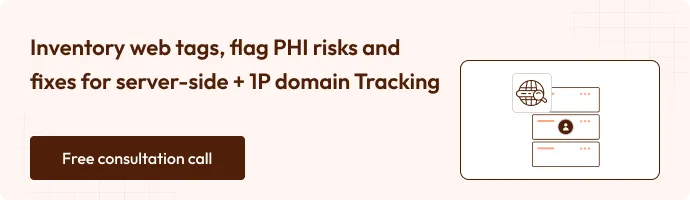 “Visual promoting CustomerLabs’ PHI risk identification and server-side tracking consultation with a free call-to-action.”