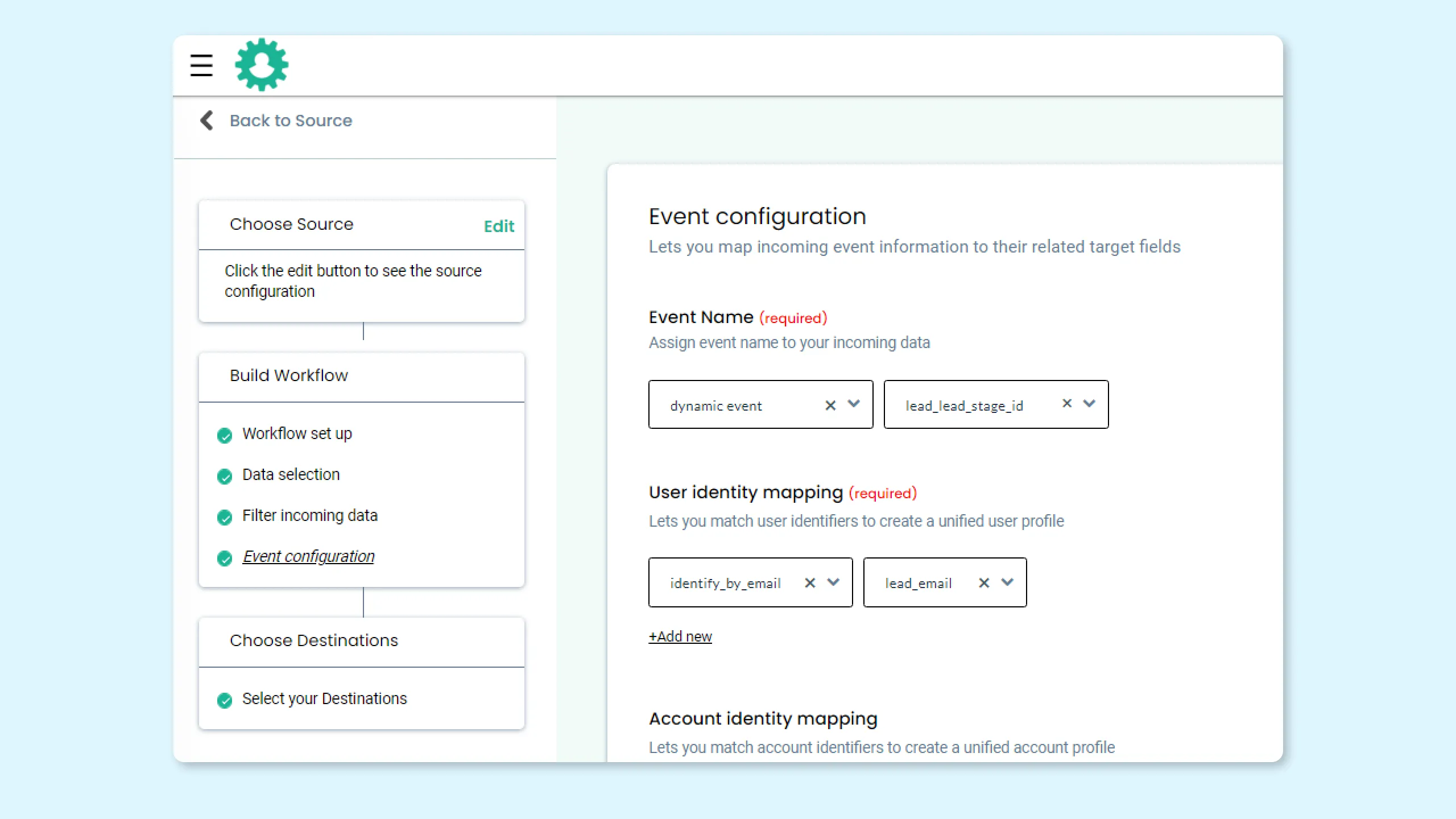CustomerLabs 1PD Ops event configuration for CRM data sales qualified leads