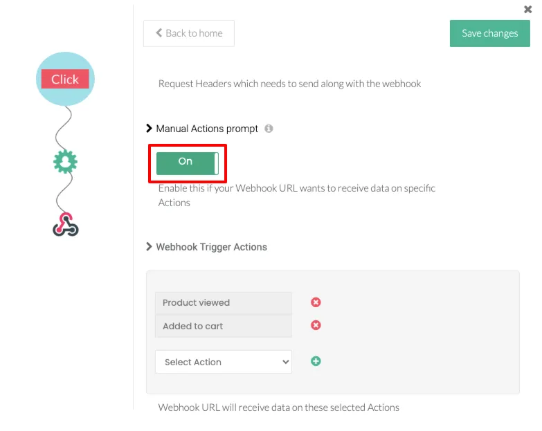 webhooks manual action