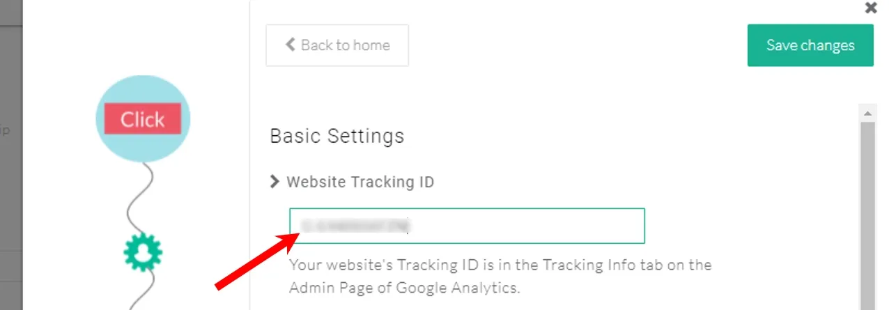 This image explains to insert website tracking ID