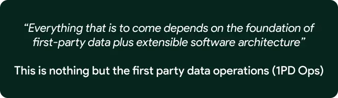 Quote - Everything that is to come depends on the foundations of 1PD + extensible software architecture = 1PD Ops