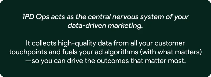 Quote - 1PD Ops Acts as a Central Nervous system of your data driven marketing
