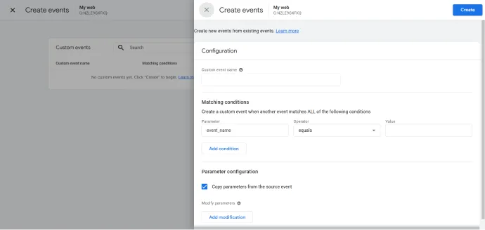 event configuration