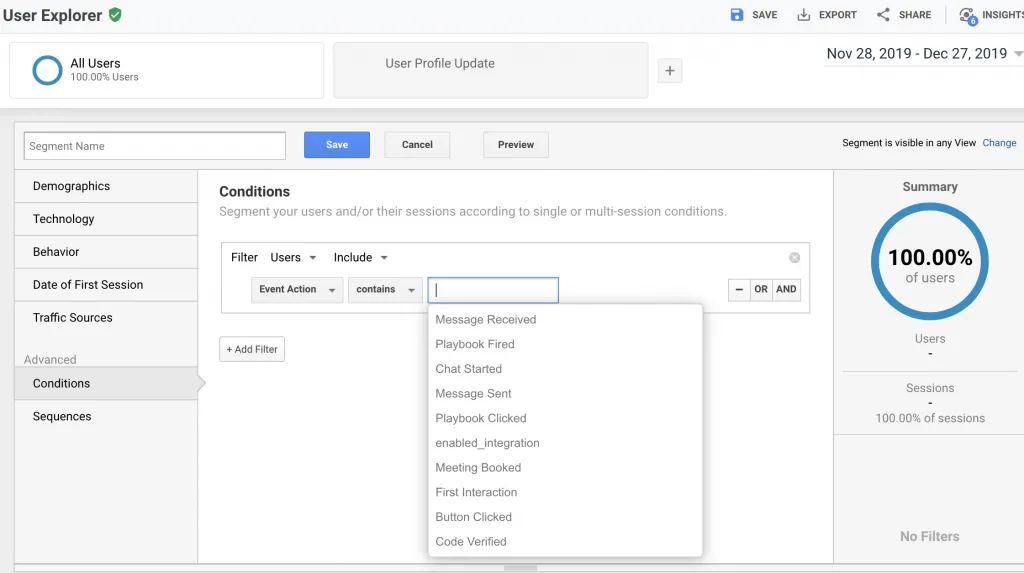 Google Analytics creates segments