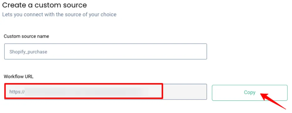 Screenshot showing where to paste the workflow URL