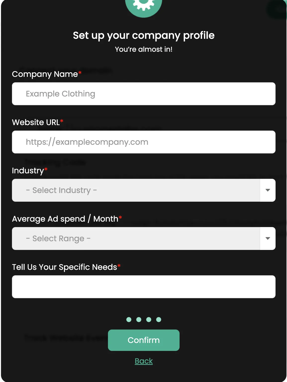 customerlabs signup form to create an account 3