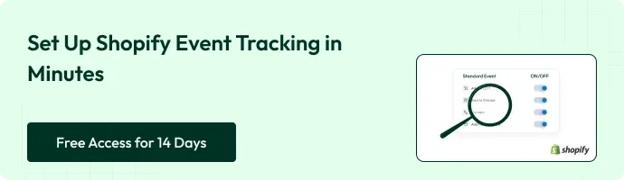 Setup shopify event tracking in Minutes - Free access for 14 days