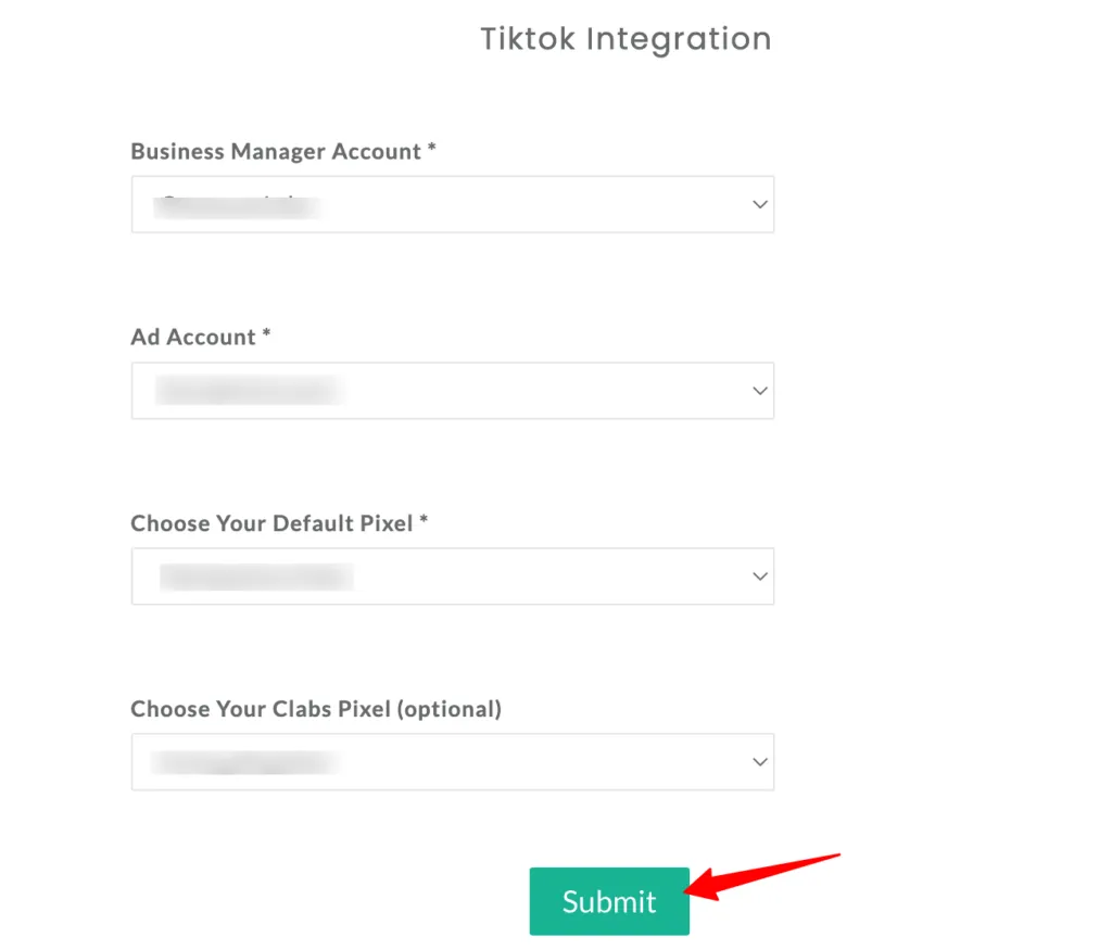 tiktok integration- submit