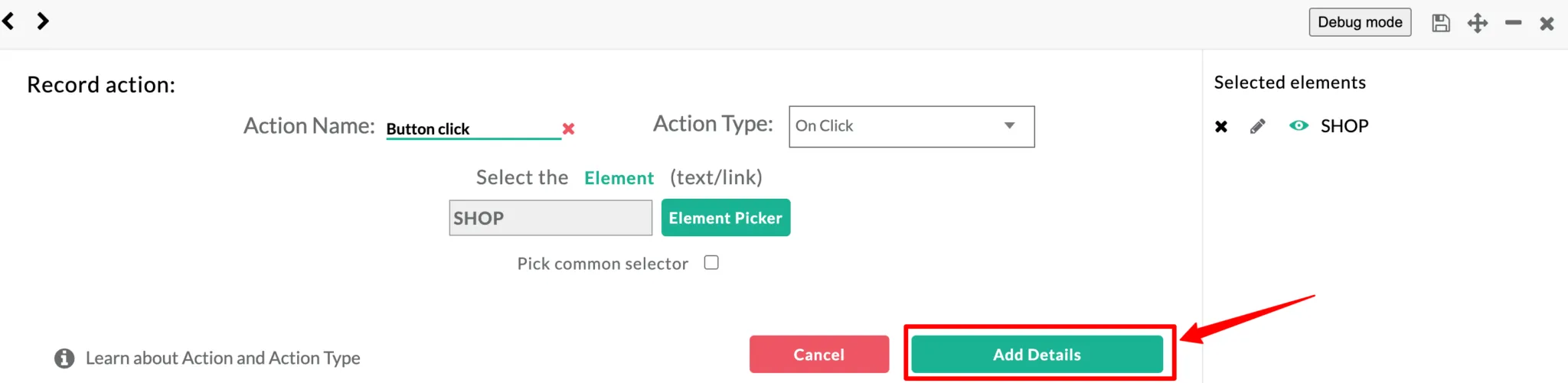 Add Details button