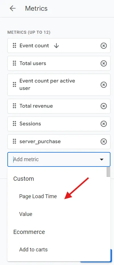 Add custom metric