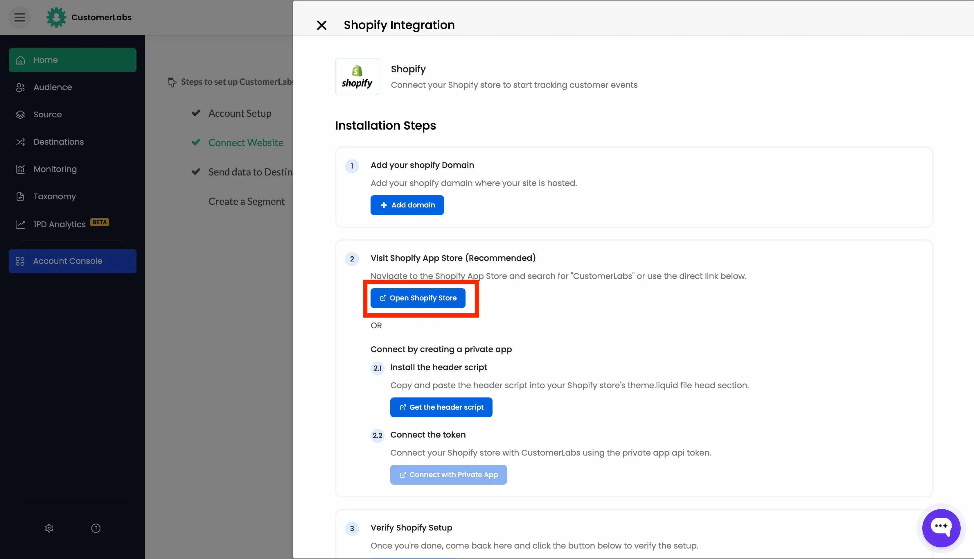 Tracking Shopify Website with Customerlabs CDP