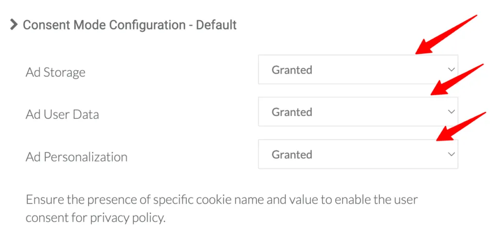 Image explains the Consent Mode Configuration