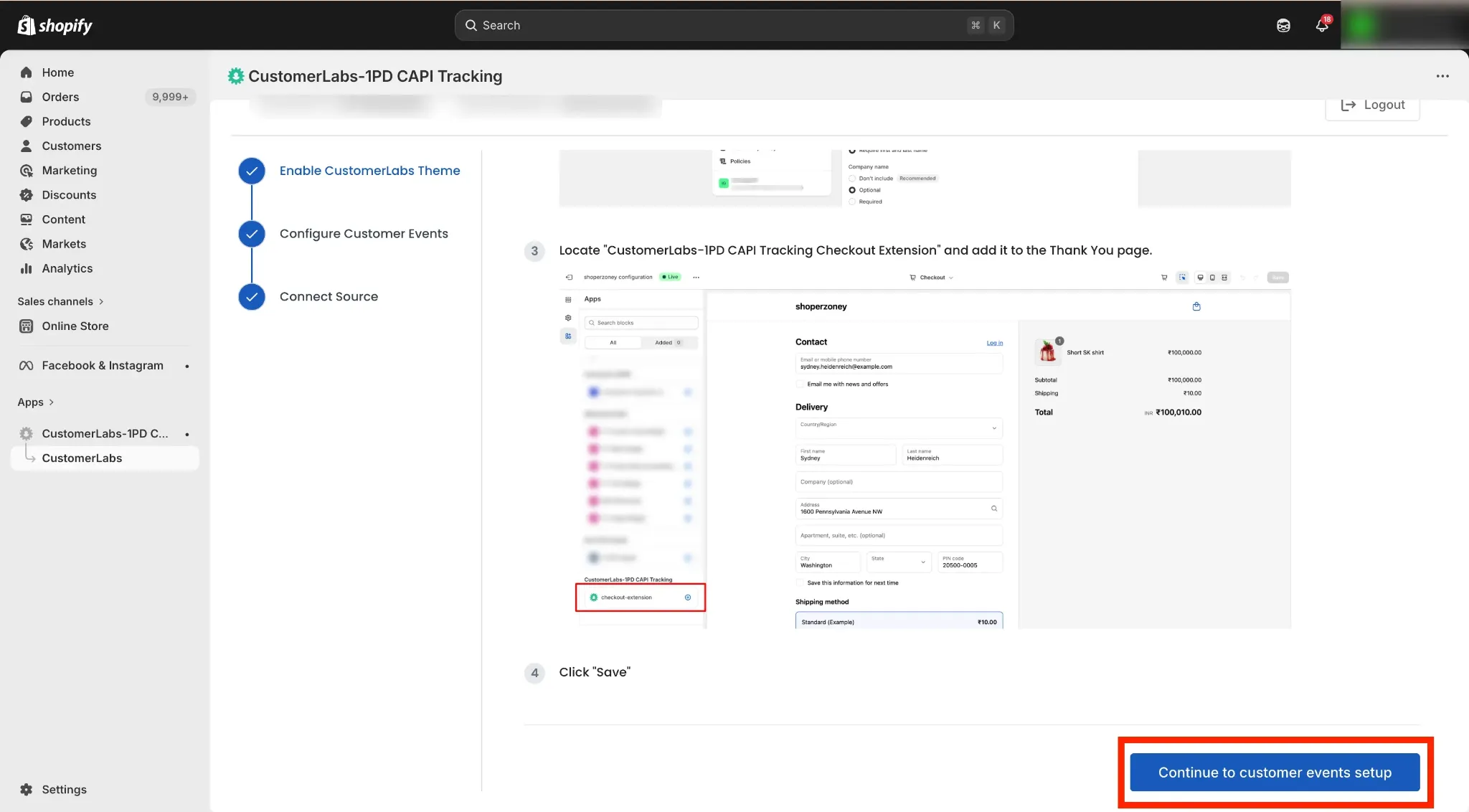 Shopify Checkout customization with CustomerLabs checkout extension added to Thank You page