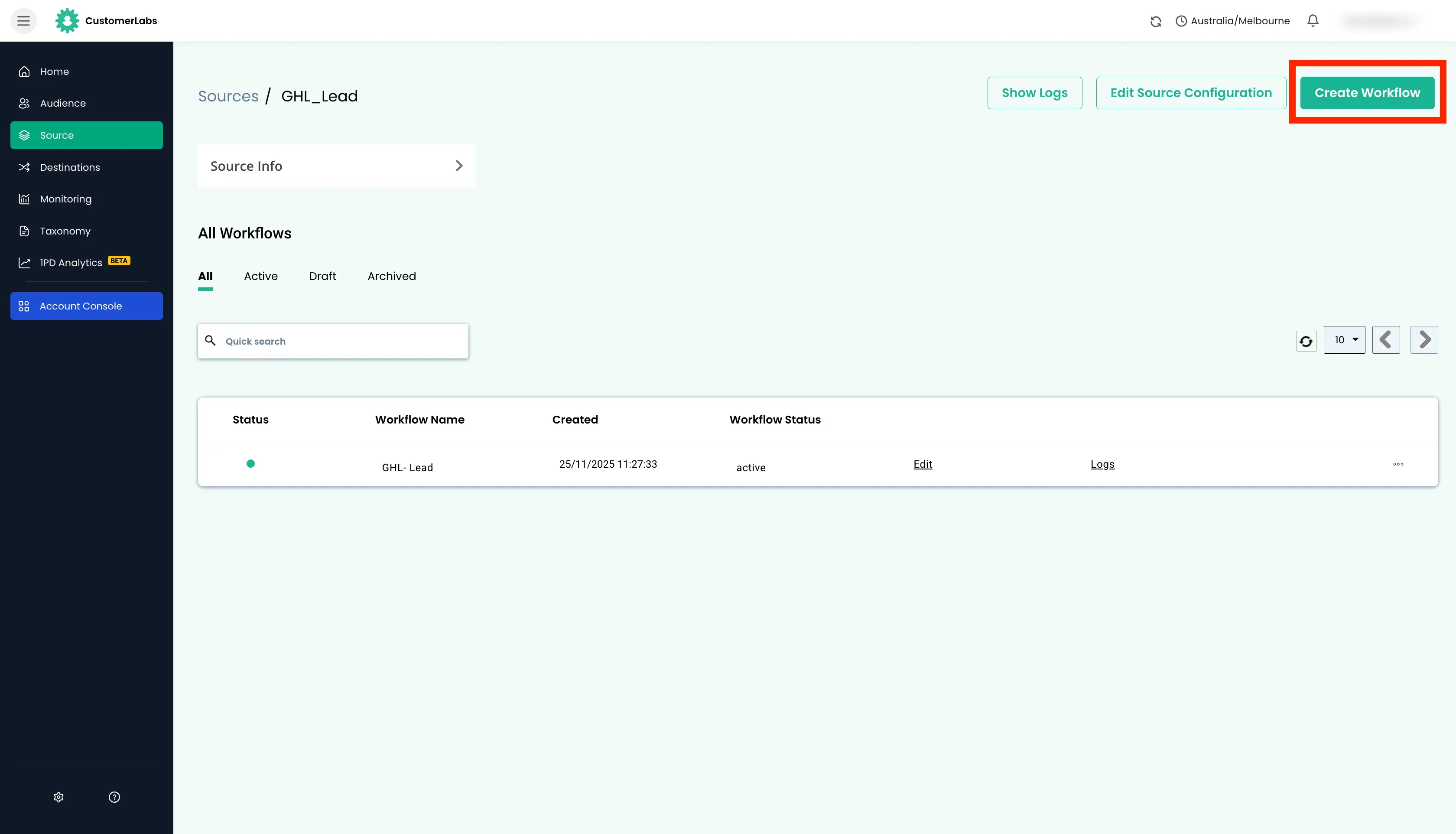 configuring workflow in customerlabs cdp