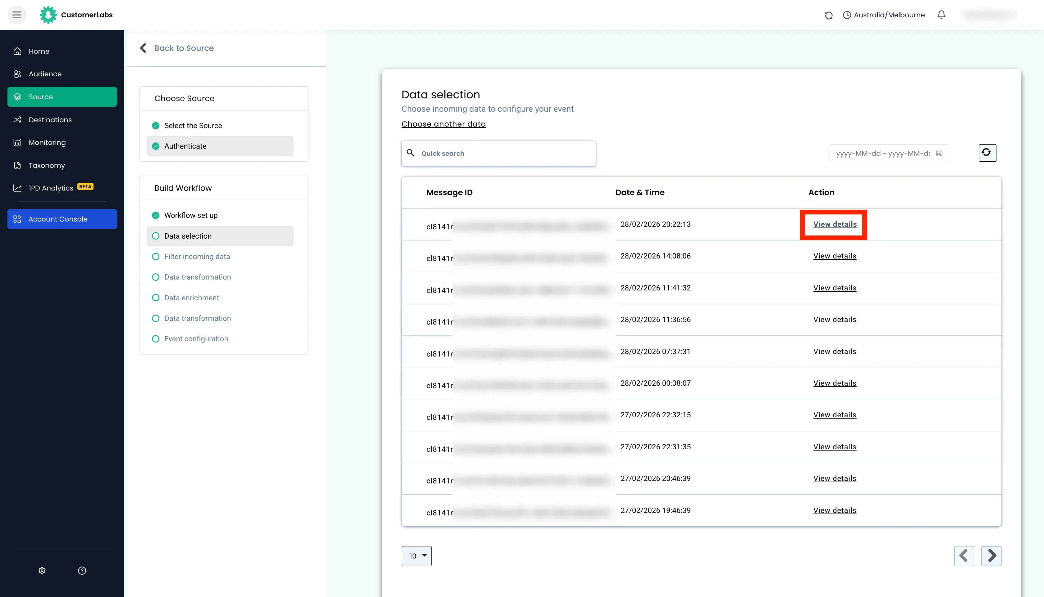 configuring workflow in customerlabs cdp