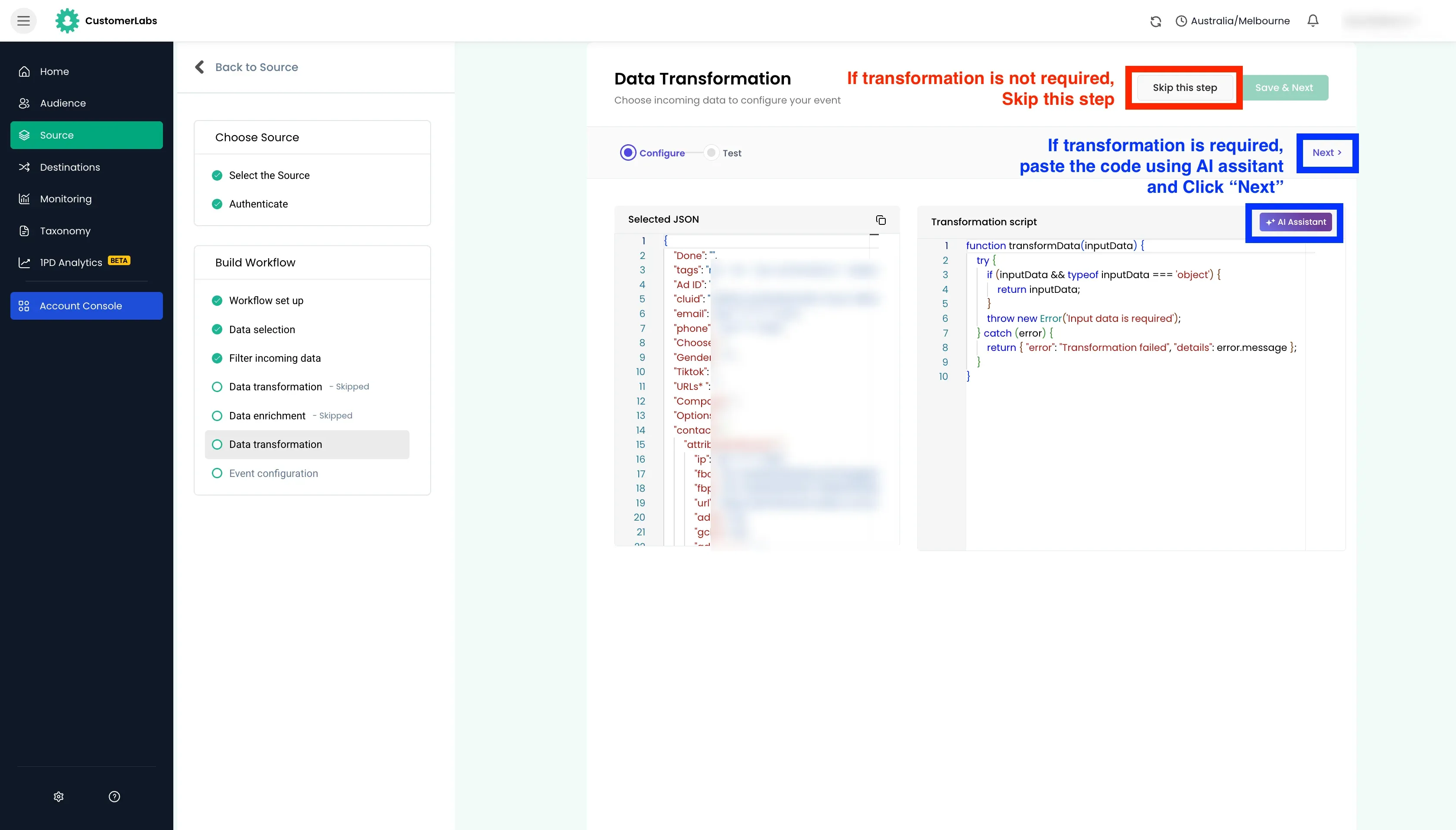 configuring workflow in customerlabs cdp