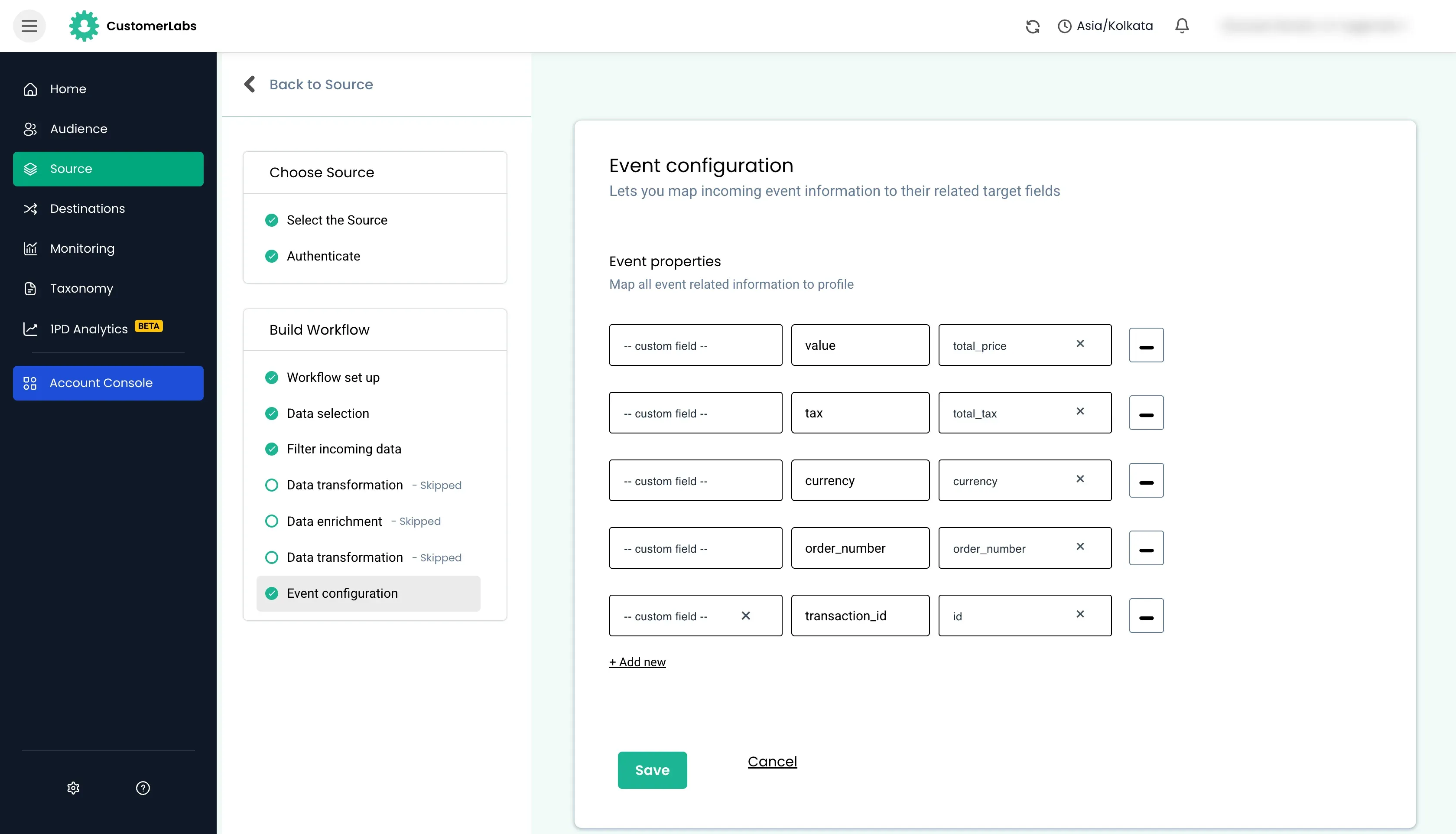 configuring workflow in customerlabs cdp