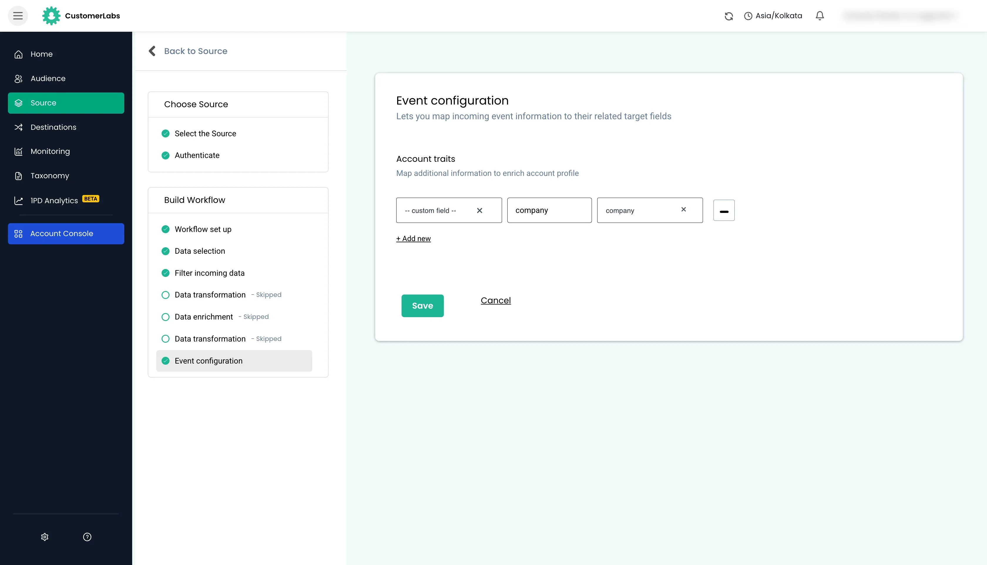 configuring workflow in customerlabs cdp