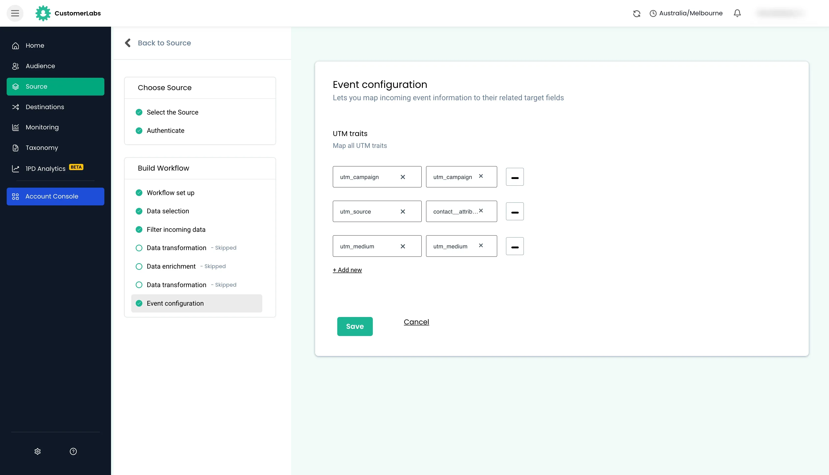 configuring workflow in customerlabs cdp