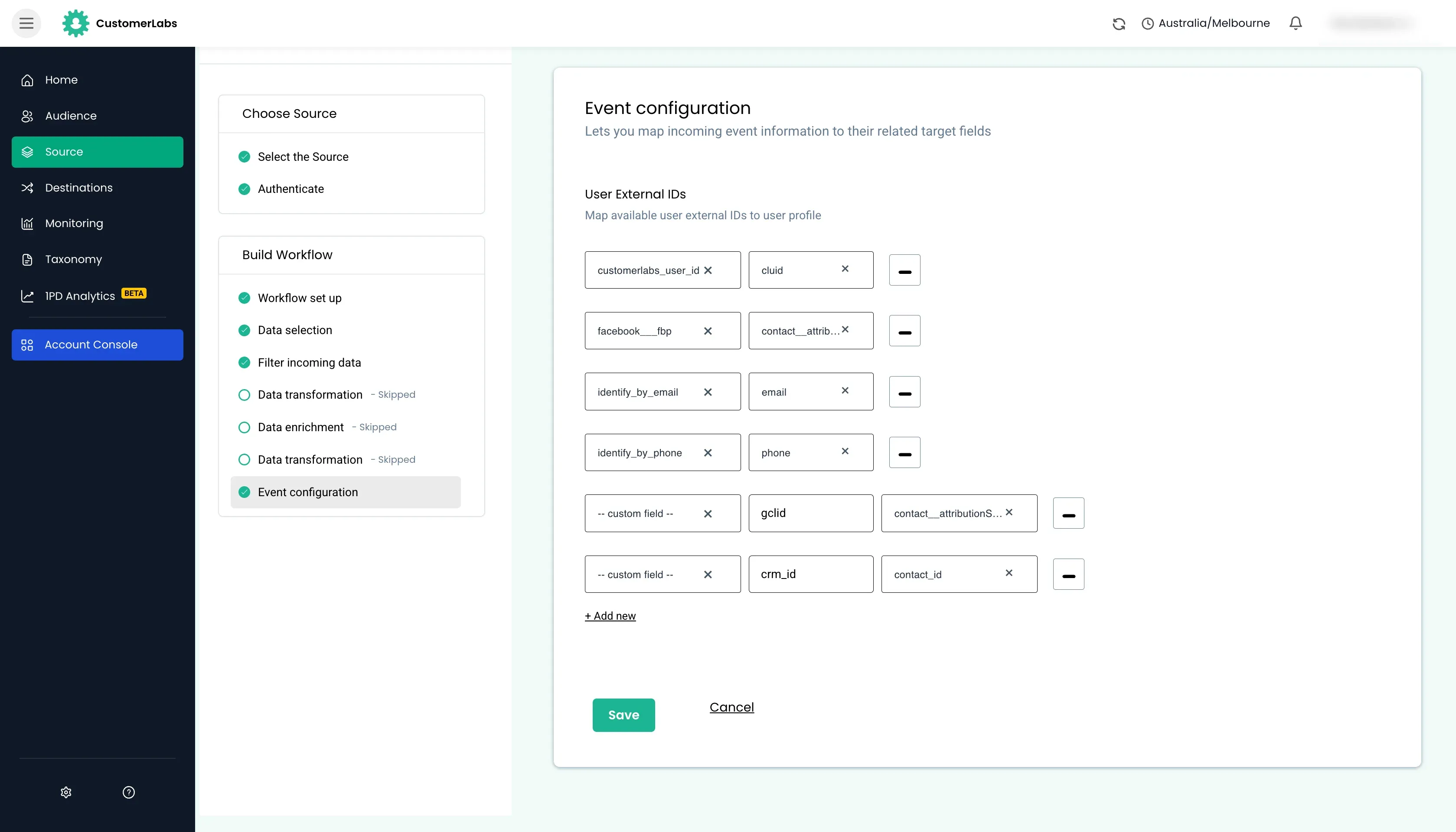 configuring workflow in customerlabs cdp