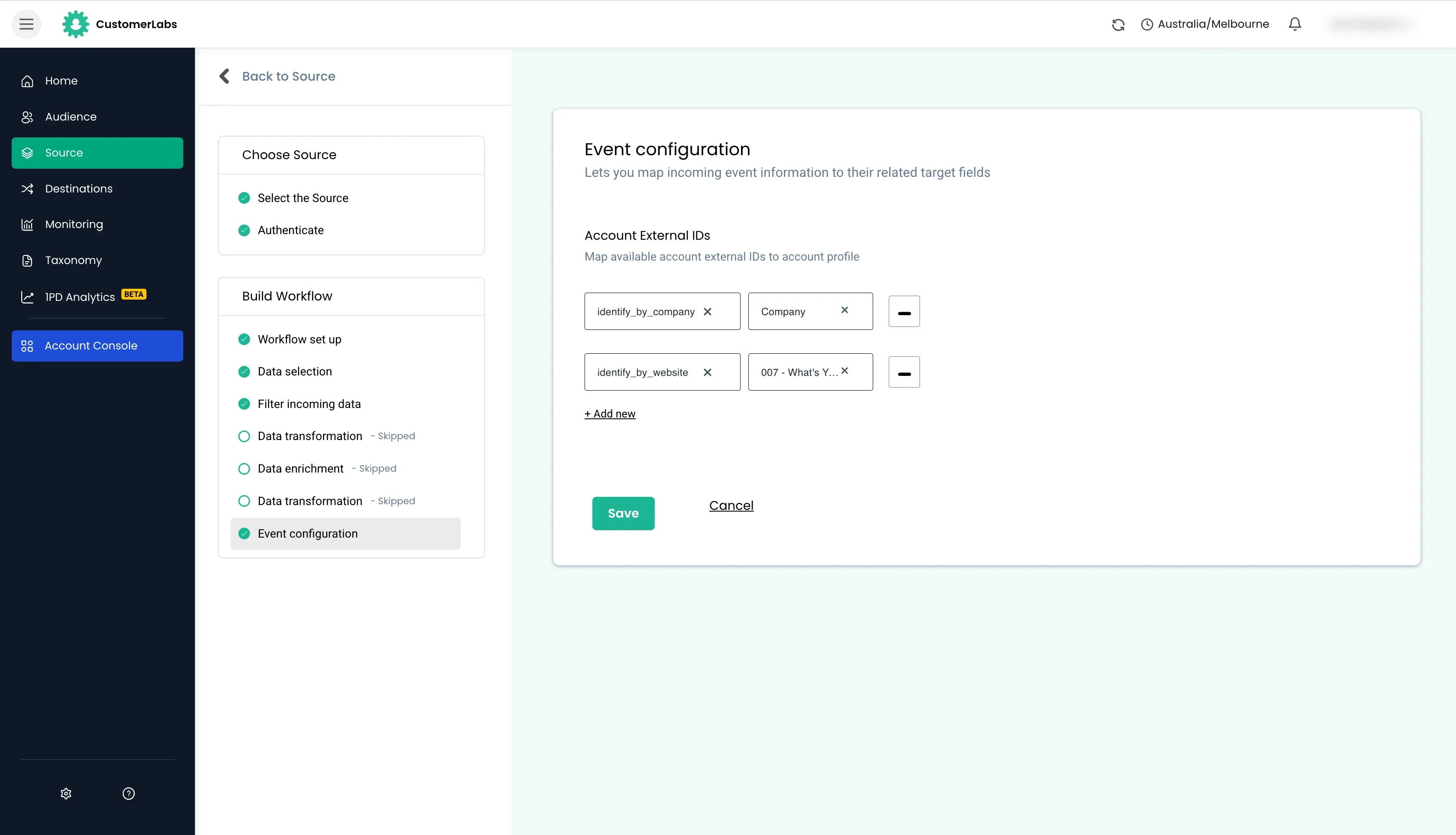 configuring workflow in customerlabs cdp
