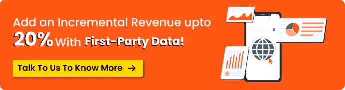 CTA with the text - Add Incremental Revenue upto 20% with First-party data, Talk To Us To Know More