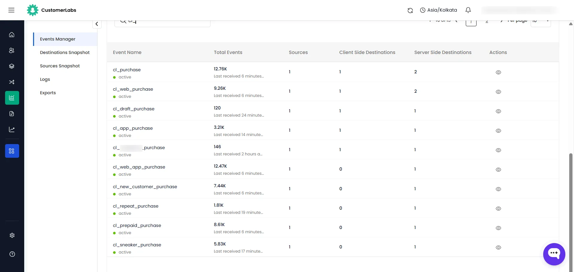 Custom event mapping in CustomerLabs