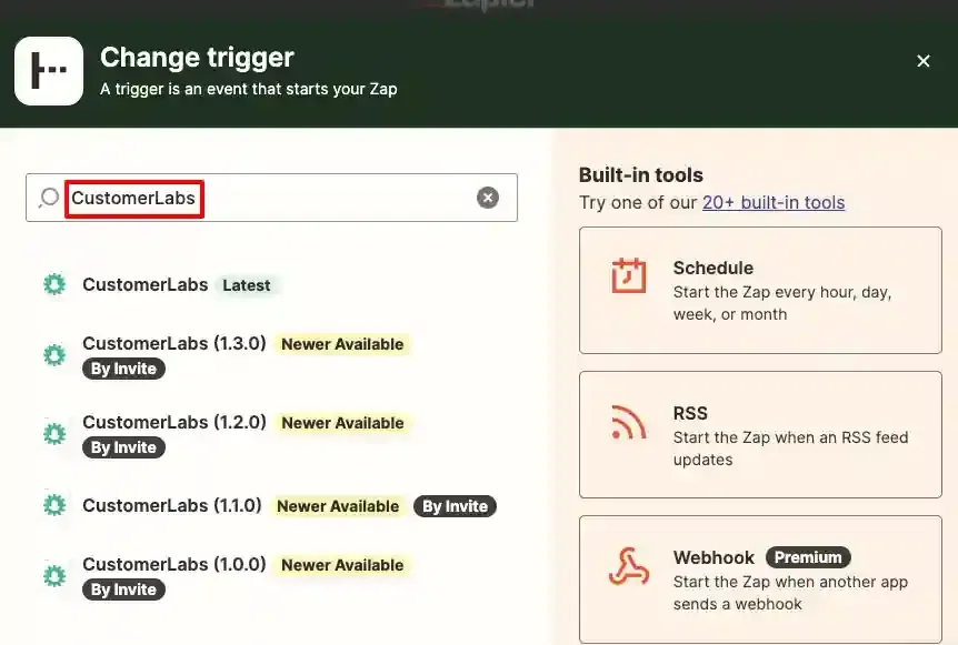 CustomerLabs allows Zapier to access the account
