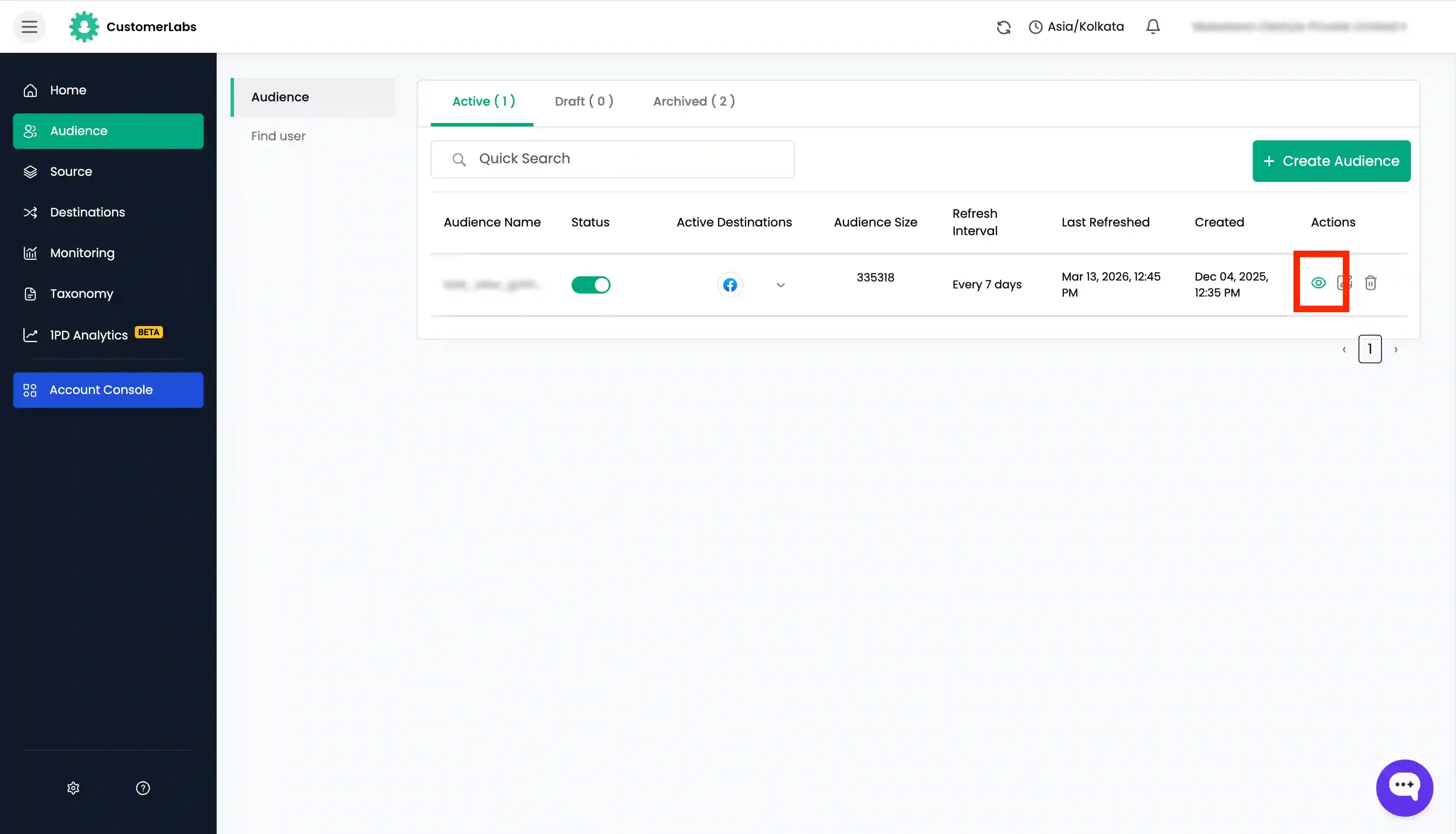 View Audience in CustomerLabs