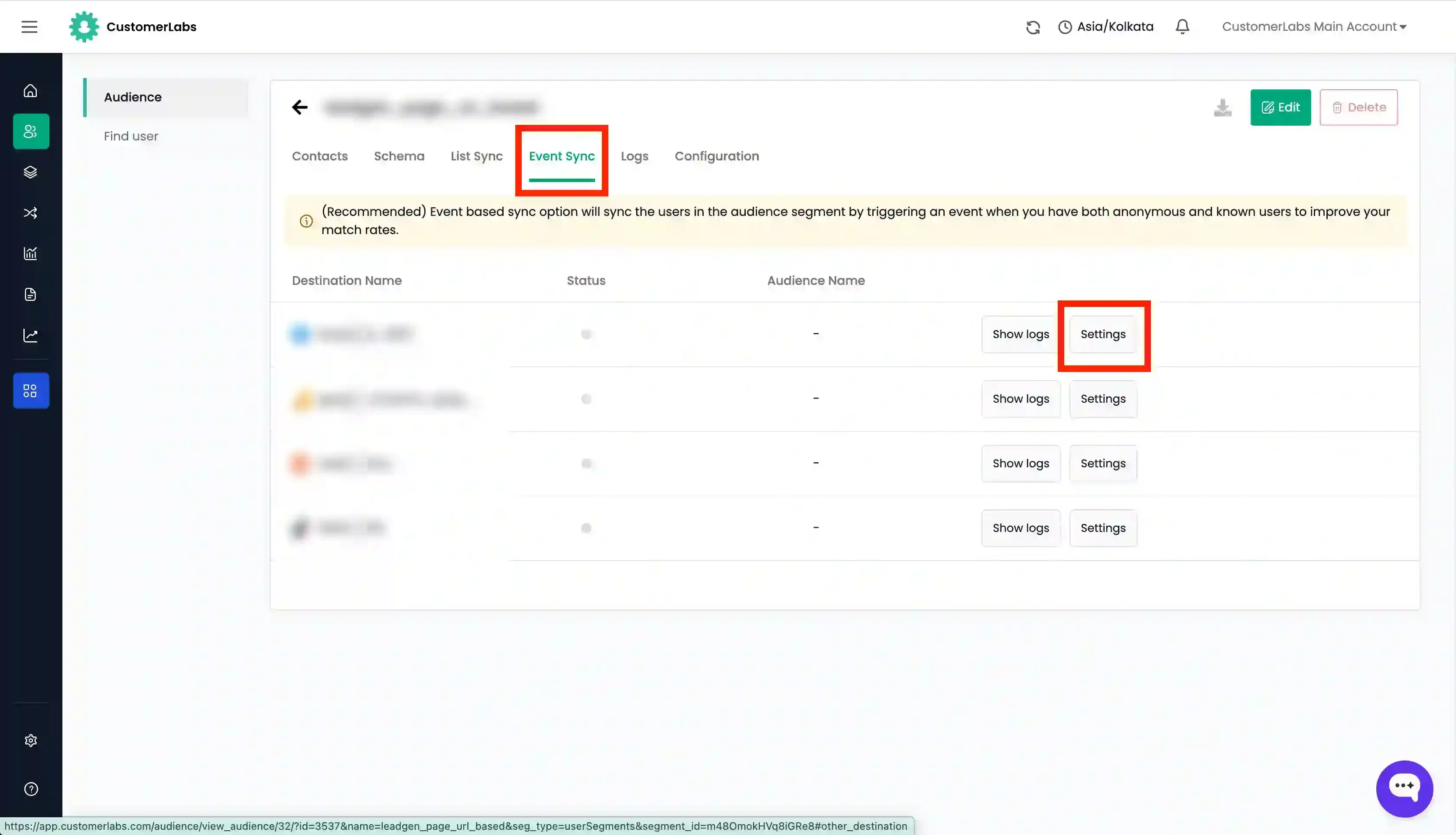 Event Sync Audience from Customerlabs 1PD Ops to Ad Platforms