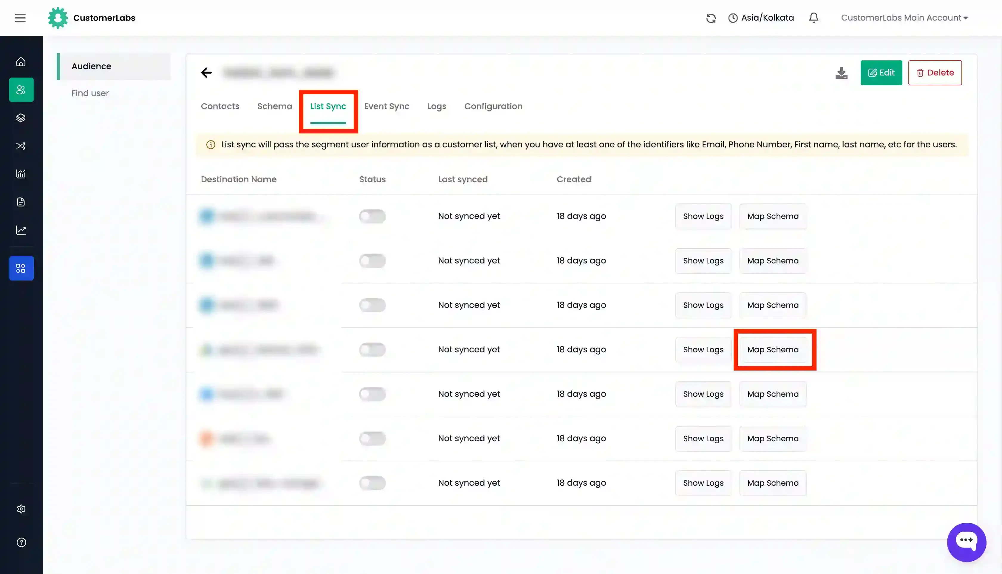 List Sync Audience from Customerlabs 1PD Ops to Ad Platforms