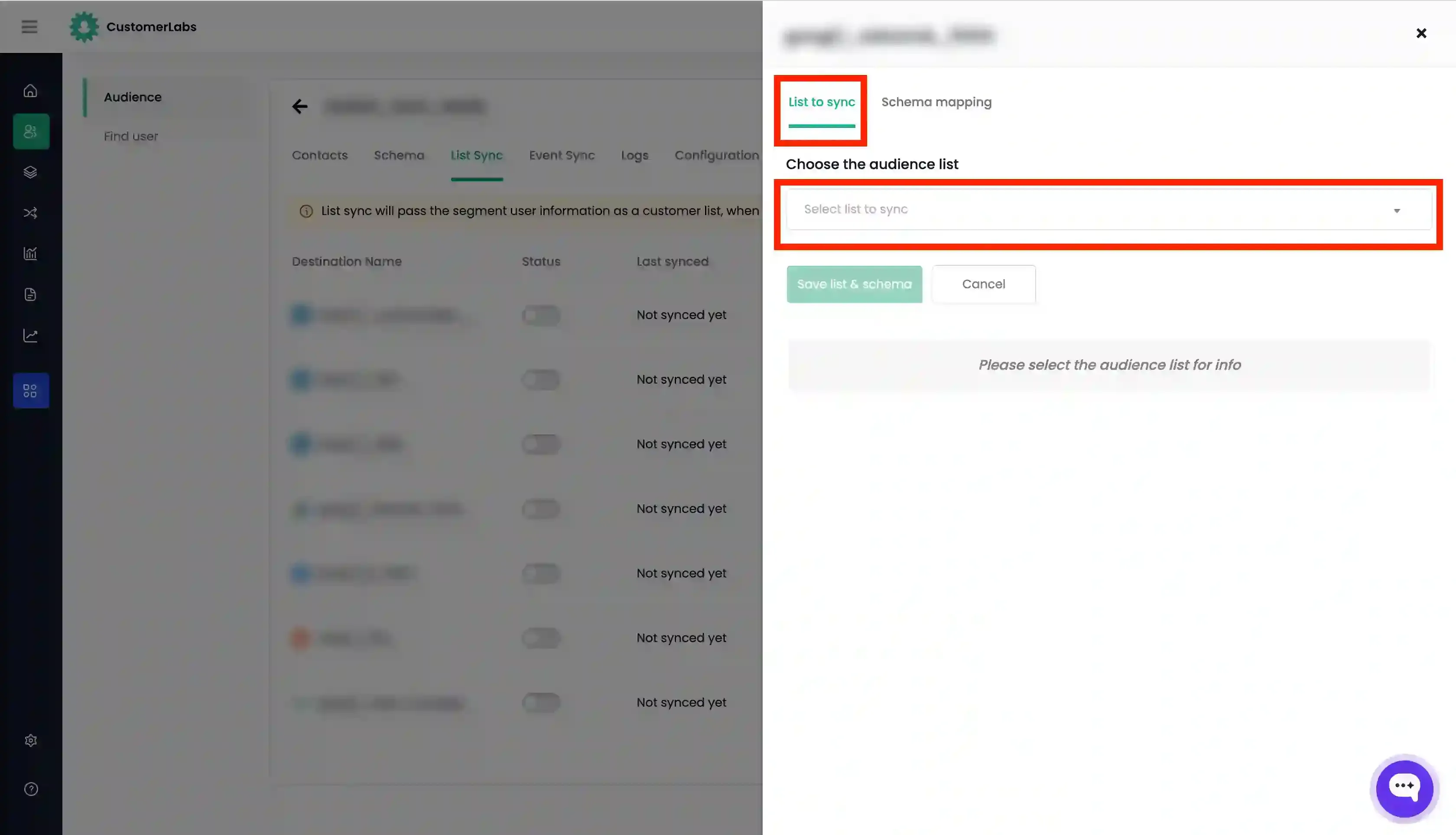 List Sync Audience from Customerlabs 1PD Ops to Ad Platforms