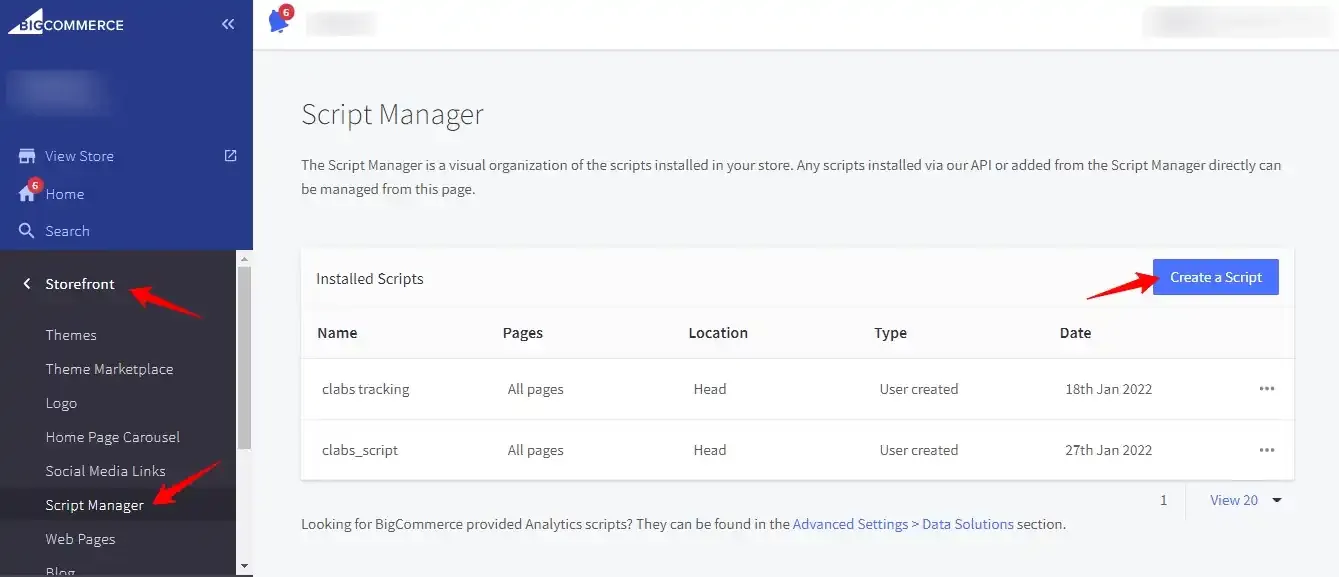 BigCommerce Script Manager