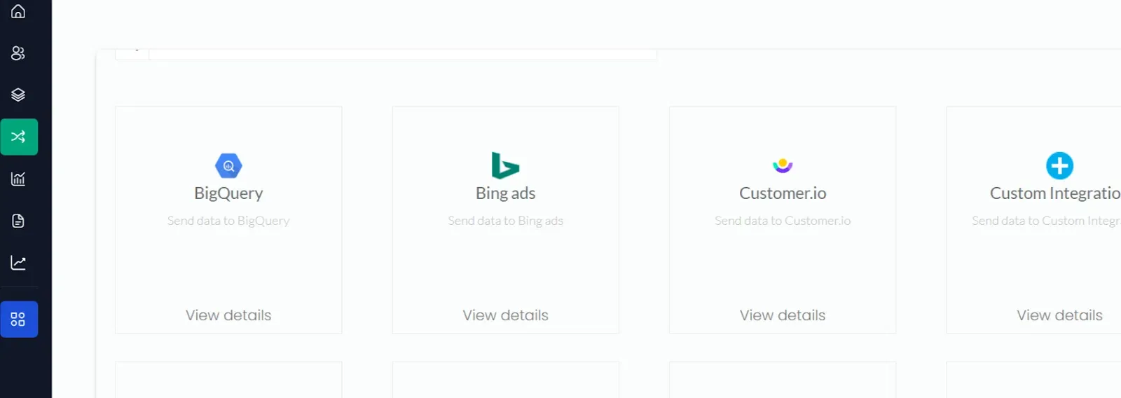 This is the integration dashboard of customerlabs