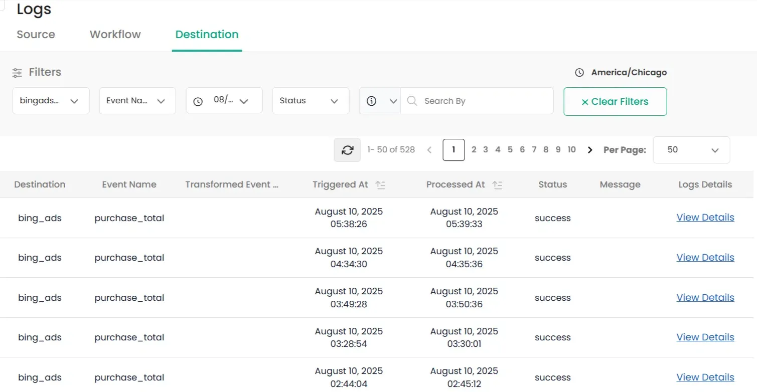 This image shows the destination of the logs