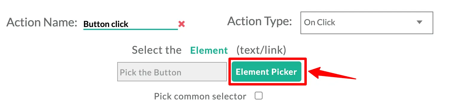 Element picker button in the panel