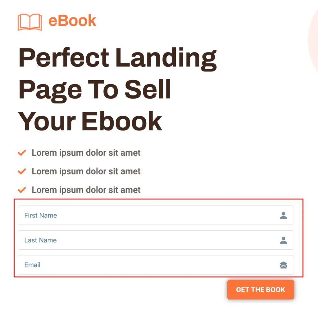 Sample form with fields the tracker will capture