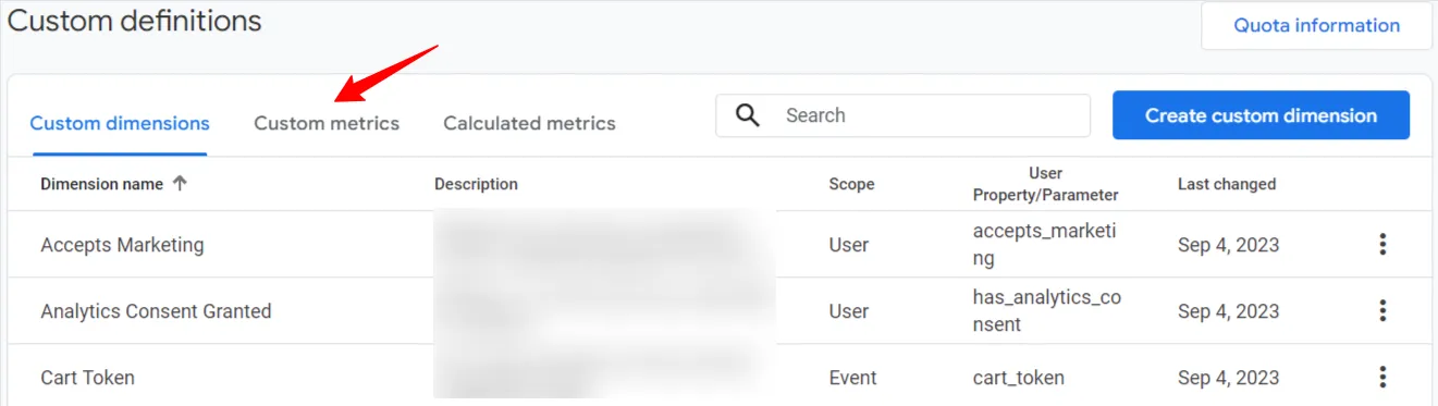 This image explains to click the custom  metrics