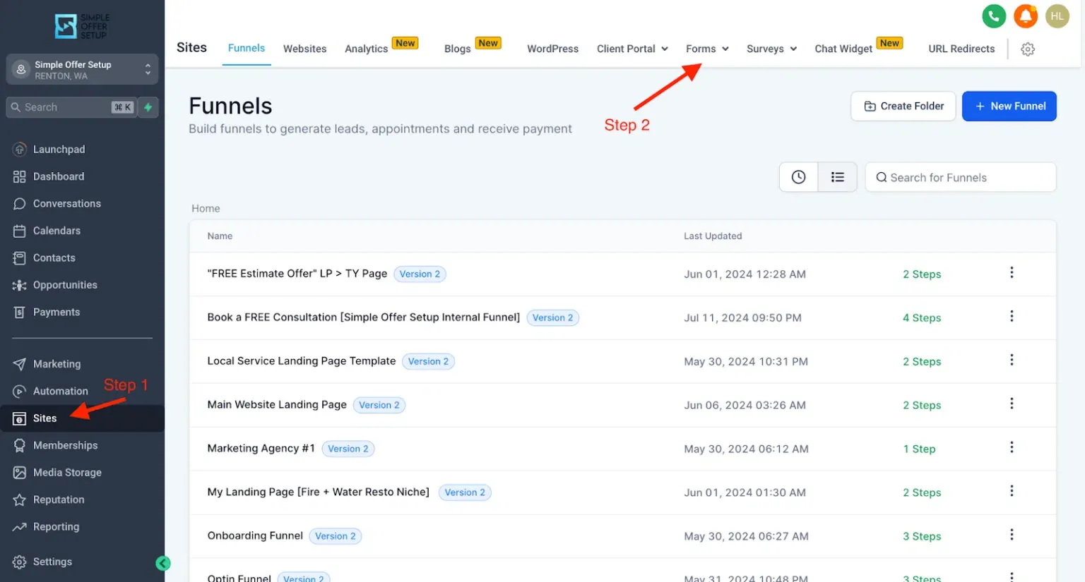 integration of go high level crm forms with customerlabs