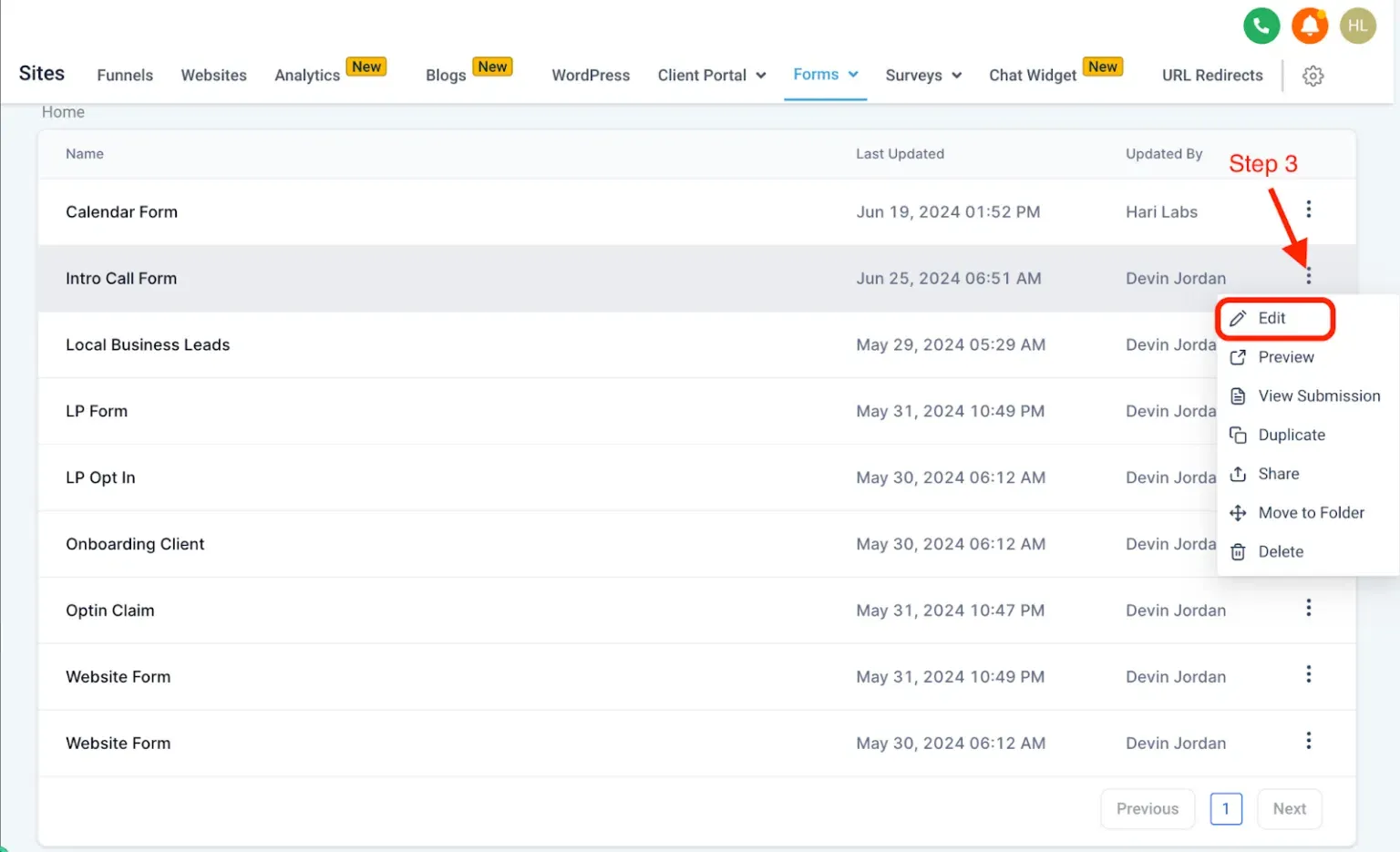 integration of go high level crm forms with customerlabs