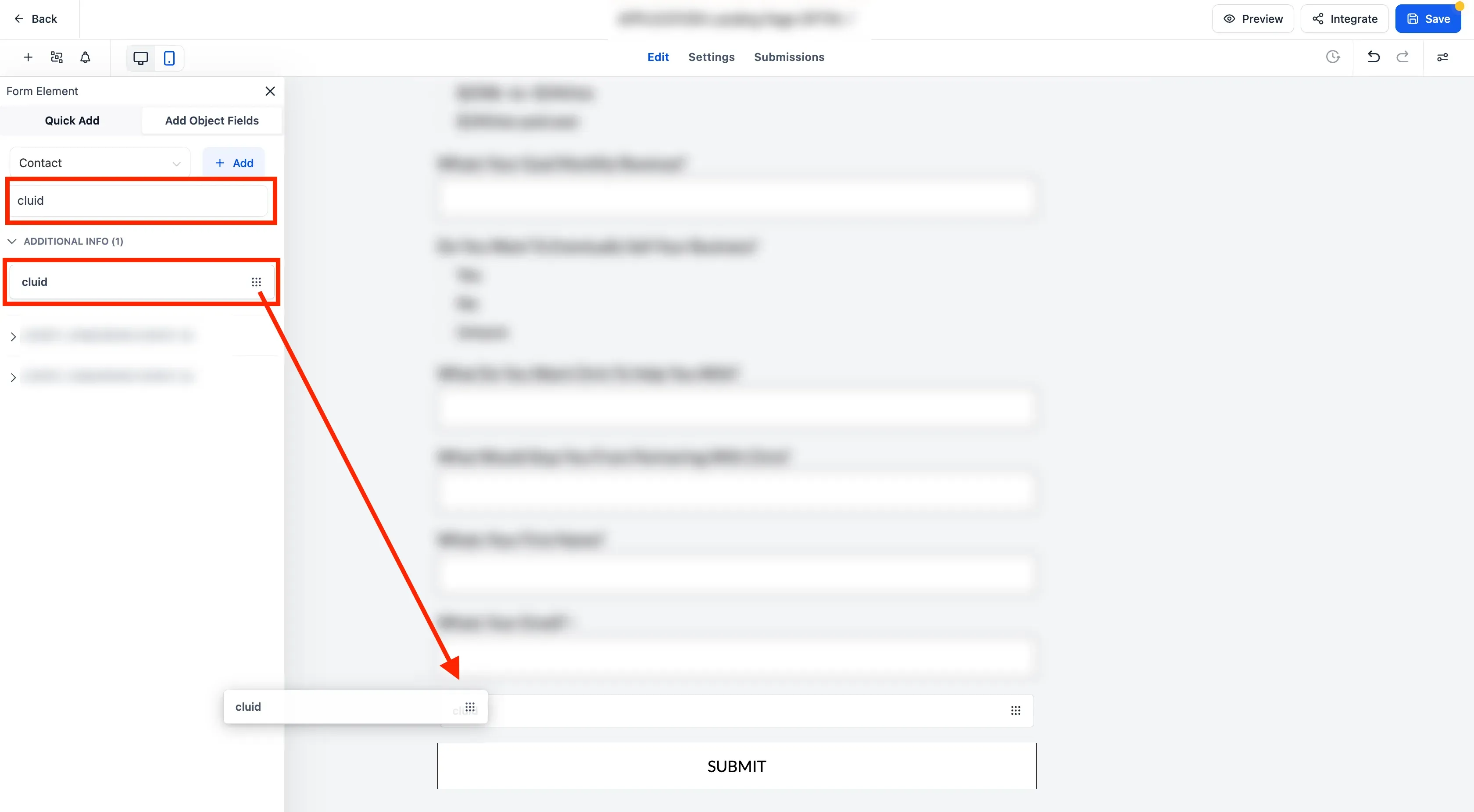 integration of go high level crm forms with customerlabs