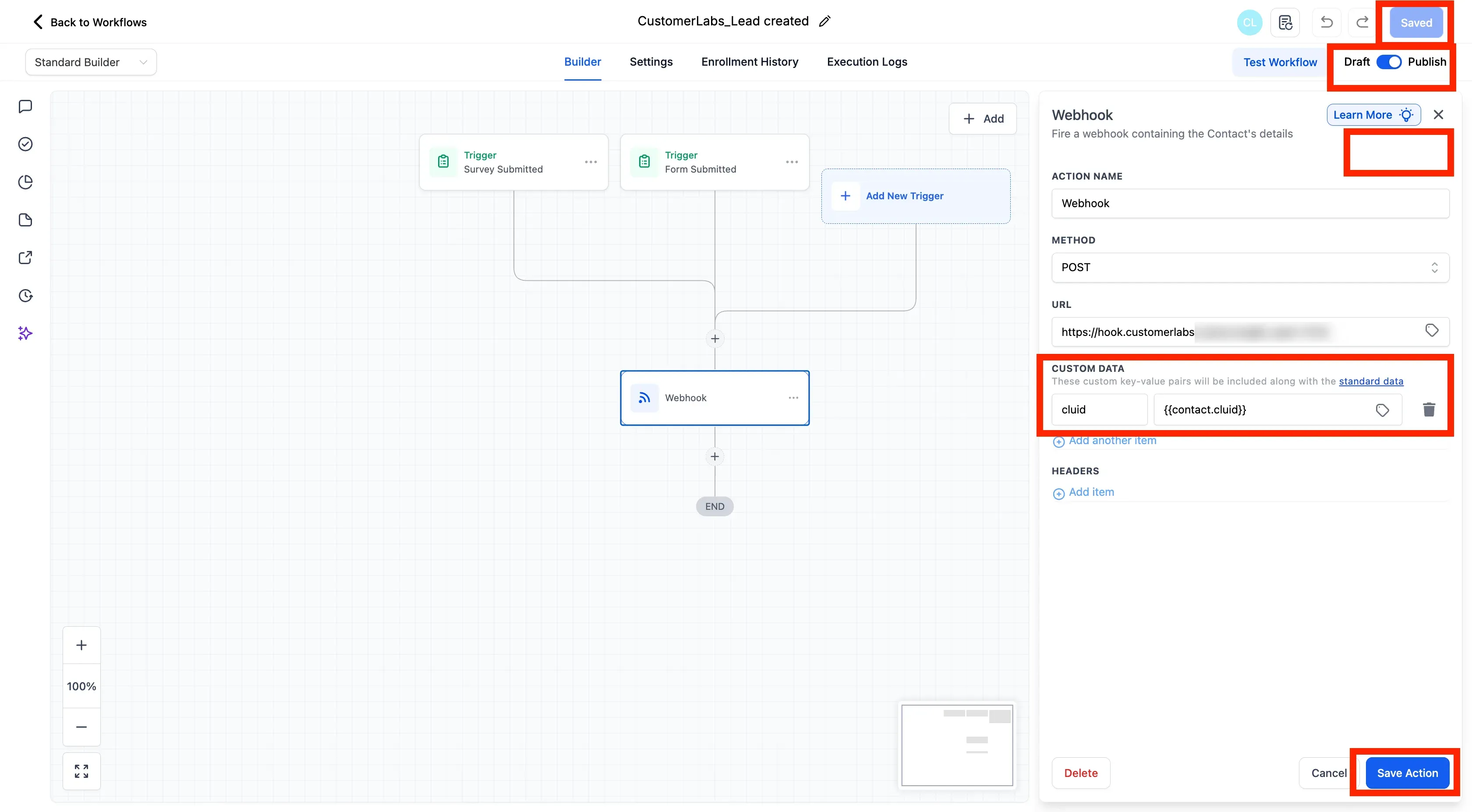 integration of go high level crm forms with customerlabs