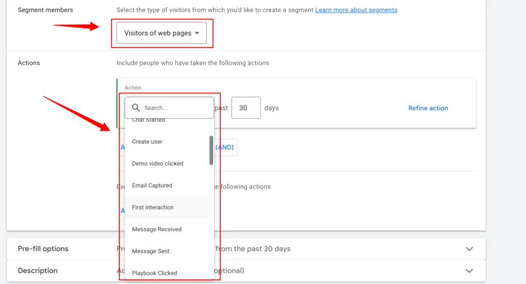 Image shows the segment members and Actions
