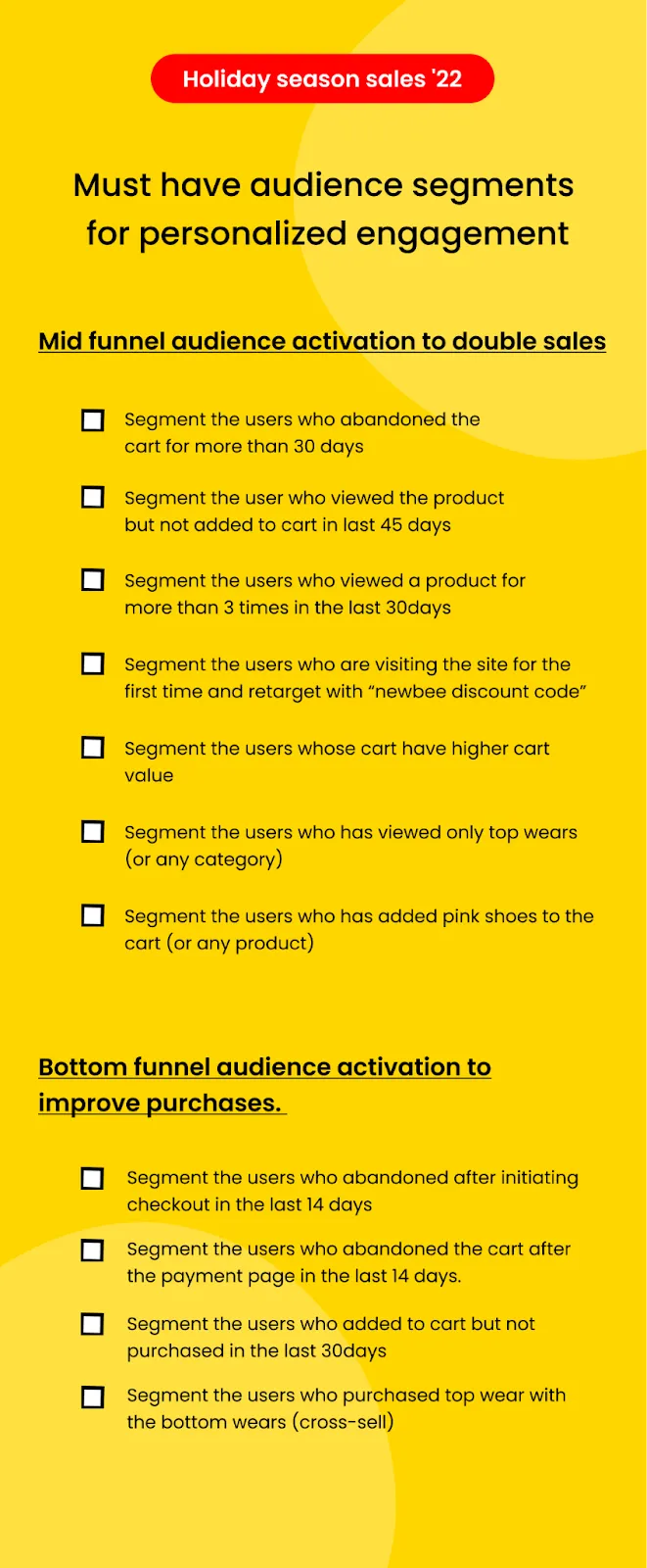 The Checklist : Must have audience segments for personalized engagement - Holiday season sales '22