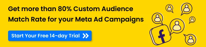 Get more than 80% Custom Audience Match Rate for your Meta Ad Campaigns <Click to start your 14-day free trial>
