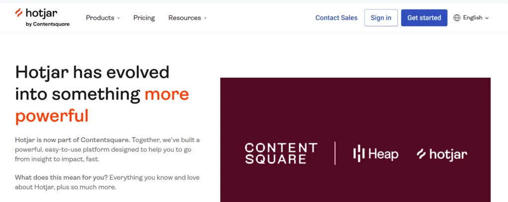 Homepage of the Hotjar