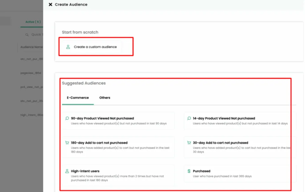 This is the image that explains the create custome audience setup